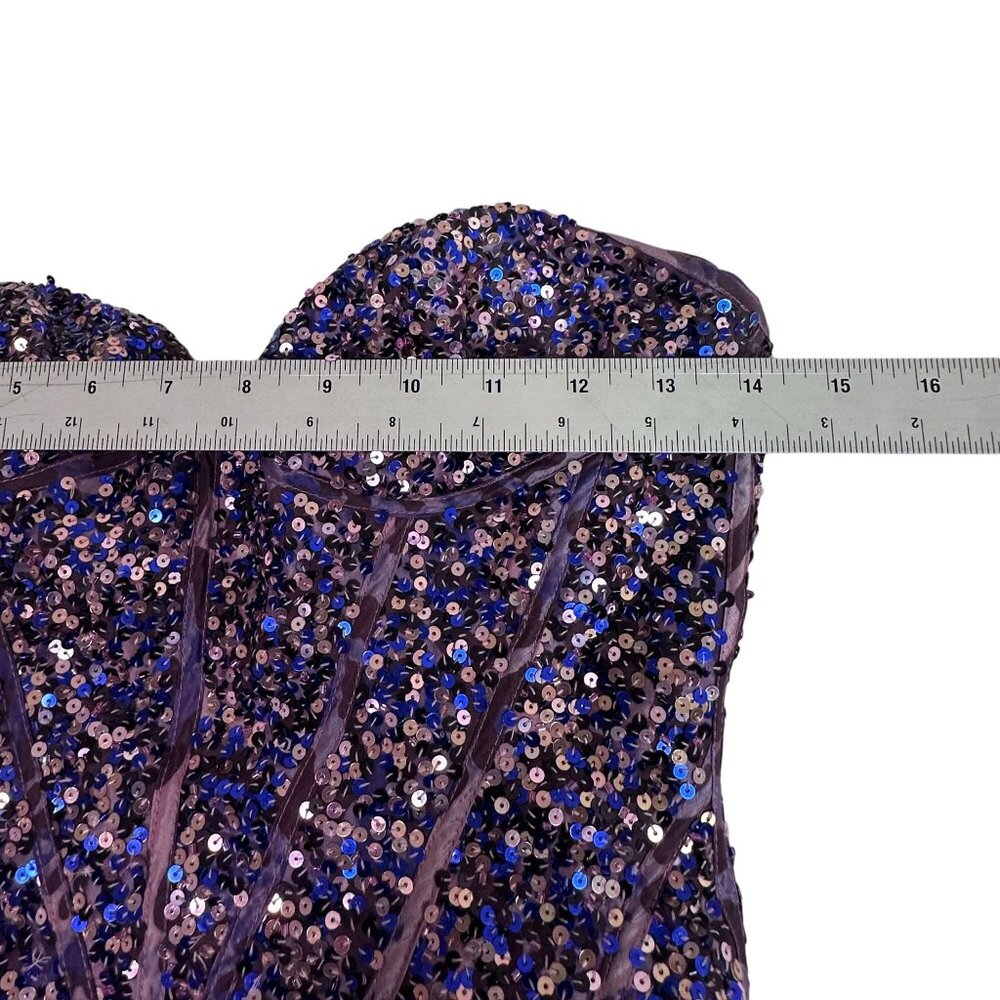 Jovani Purple Strapless Sequined Leopard Print Ball Gown Prom Dress Sz 0 - Picture 12 of 14